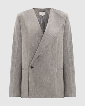 Loulou de Saison SUNA gray double-breasted jacket with linen SUNA