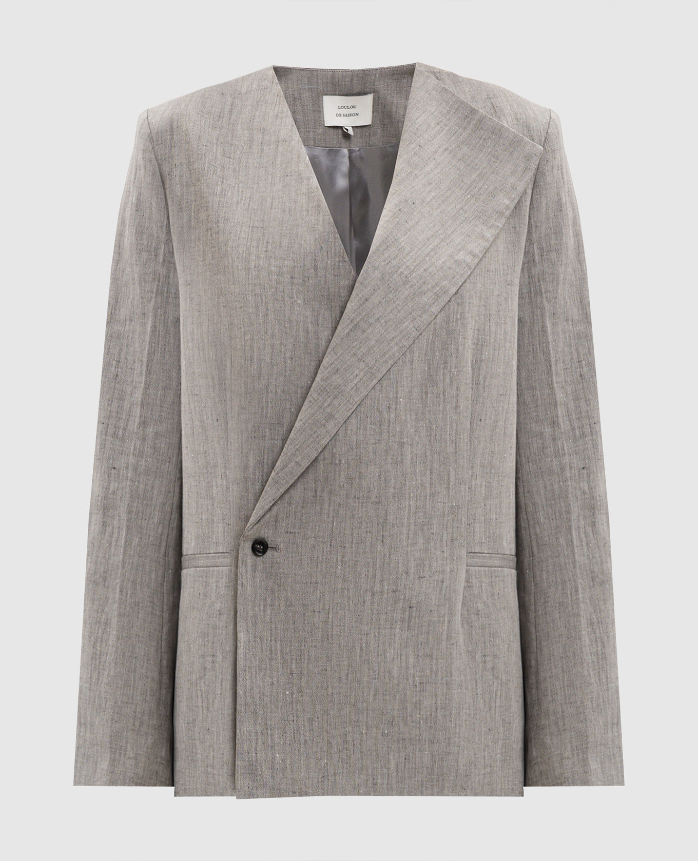 SUNA gray double-breasted jacket with linen