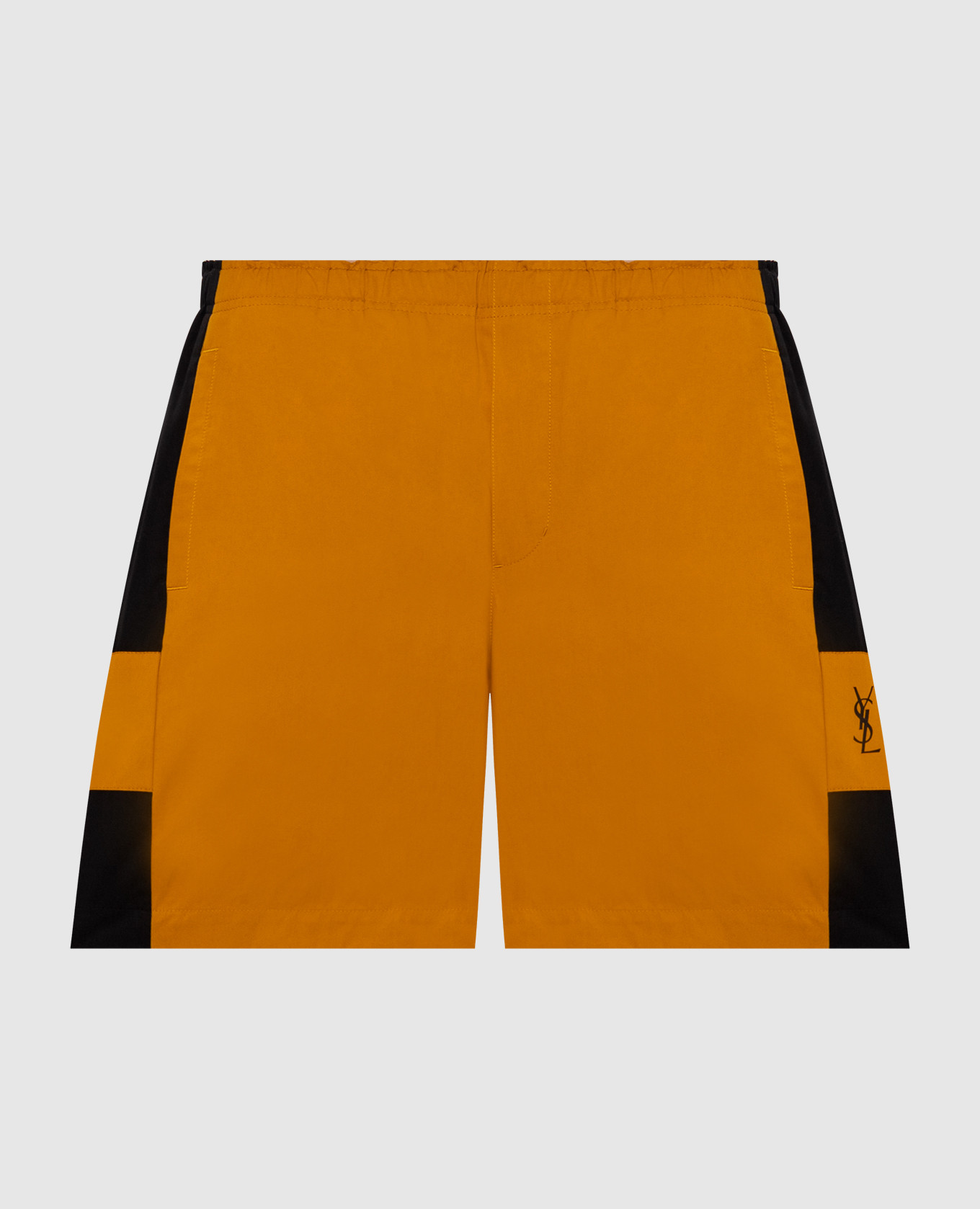 Brown shorts with monogram logo print Saint Laurent