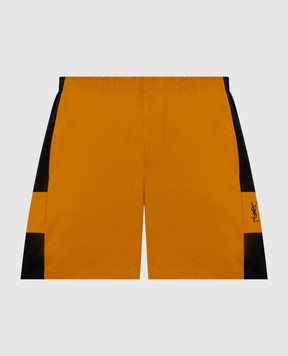 Saint Laurent Brown shorts with monogram logo print 858566YZ9GA