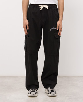 Palm Angels Black cargo pants with logo embroidery PMCF037S26FAB001