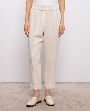 Brunello Cucinelli Ivory linen pants MH126P7197