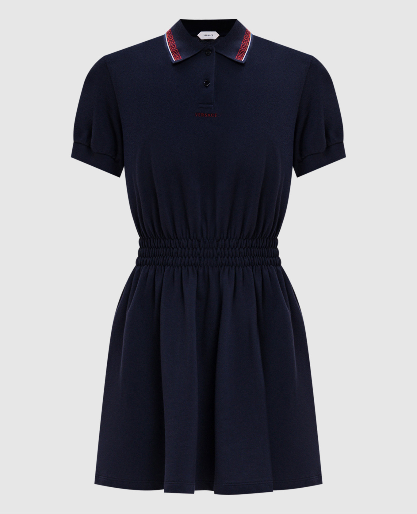 Blue polo dress with logo embroidery Versace