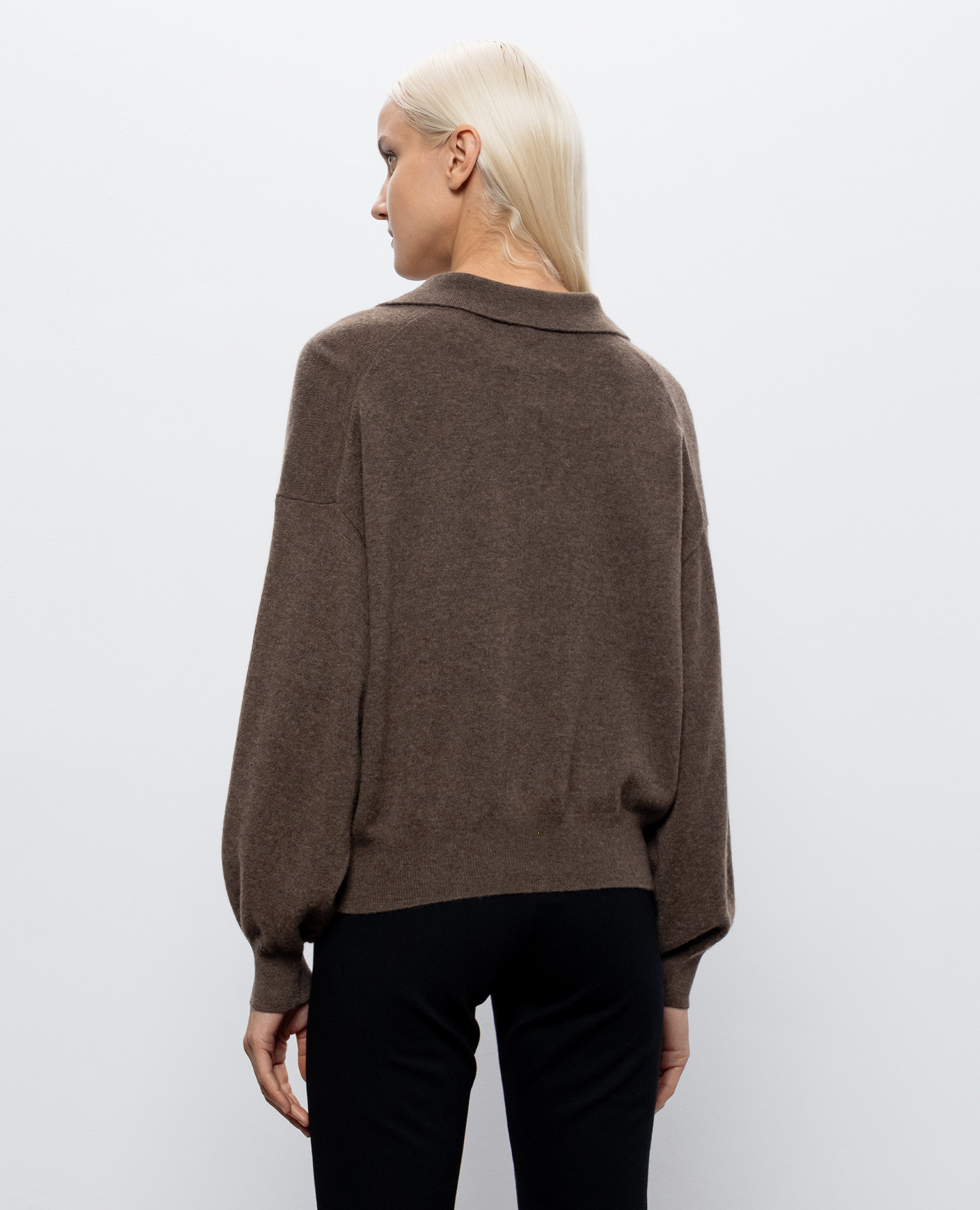 Katriel brown cashmere pullover with polo collar LISA YANG 4