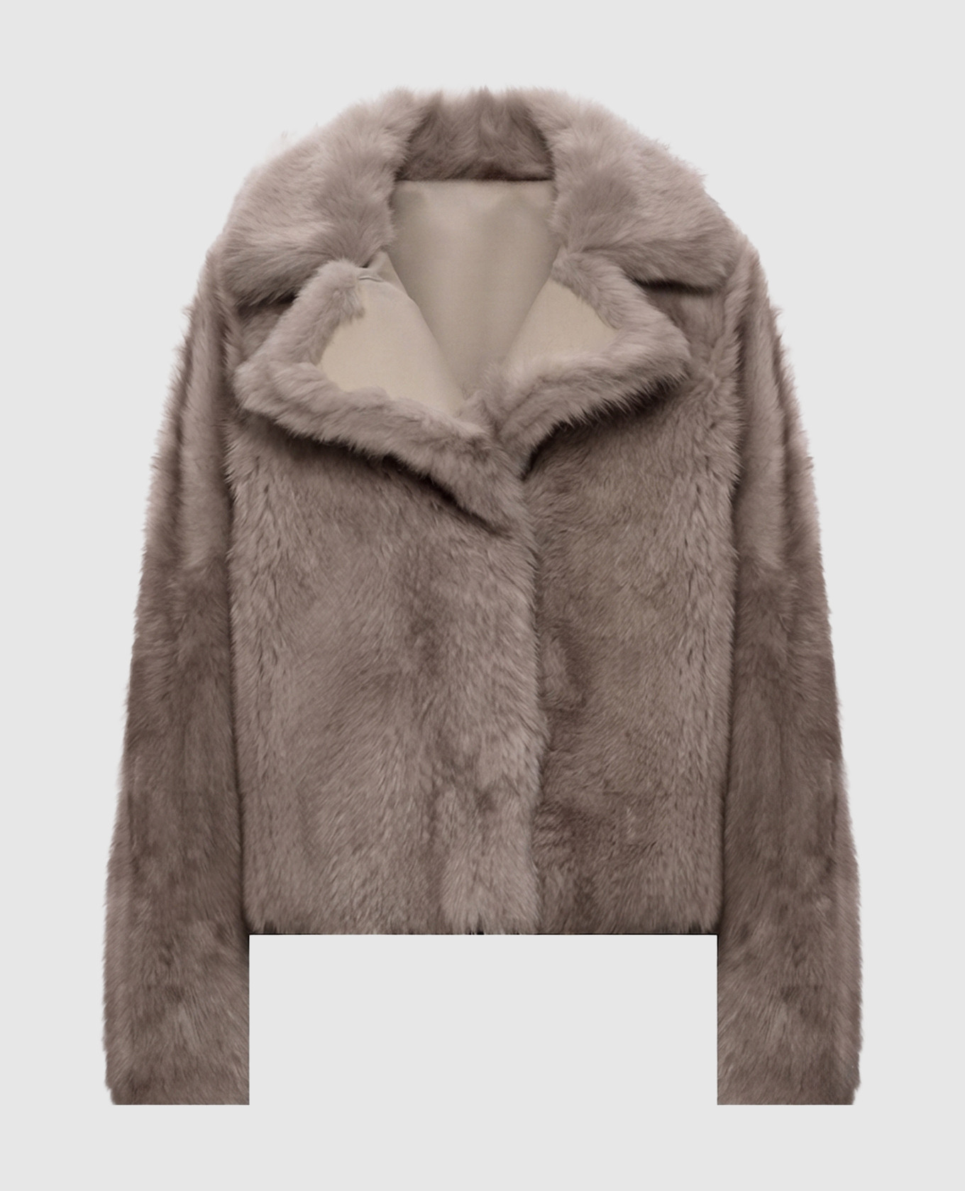 Beige double-sided cropped sheepskin coat