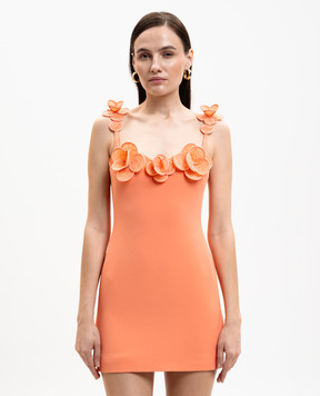 David Koma Orange dress with floral applique RE26DK04D