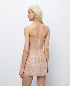 Montsand Beige bustier dress with floral embroidery D337