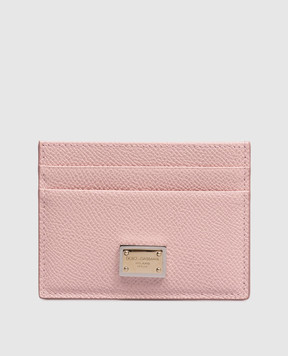 Dolce&Gabbana Pink leather cardholder with metal plate BI0330A1001