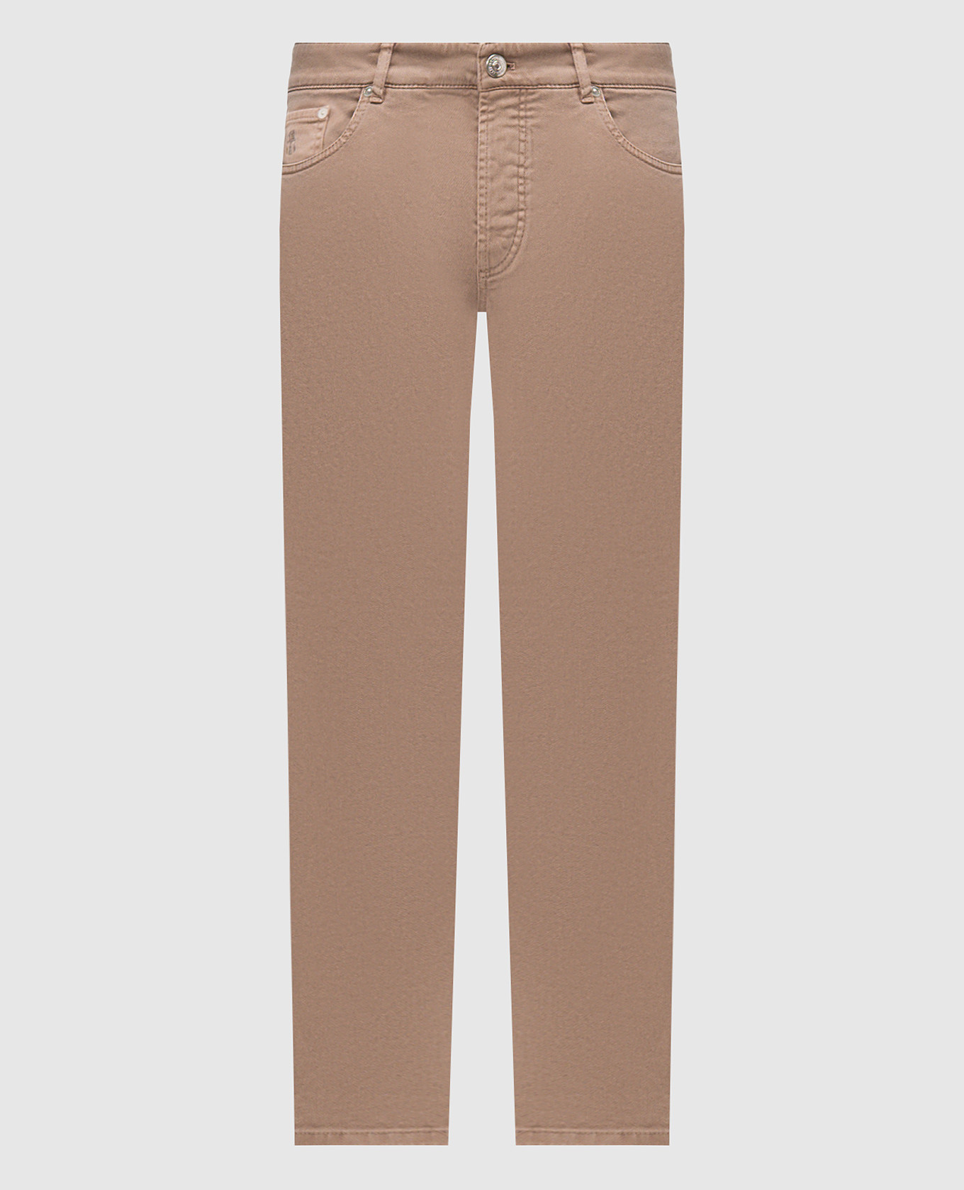 Brown jeans with logo patch