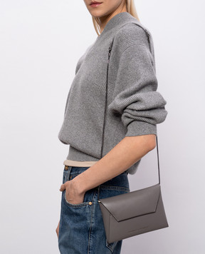 Brunello Cucinelli Gray leather clutch with logo print MWXAD2722P