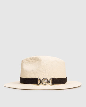 Stefano Ricci Beige straw hat with emblem MCV6100020GROAS