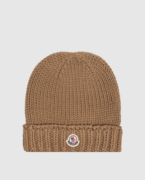 Moncler ENFANT Children's brown hat with logo patch L29543B00017M1172