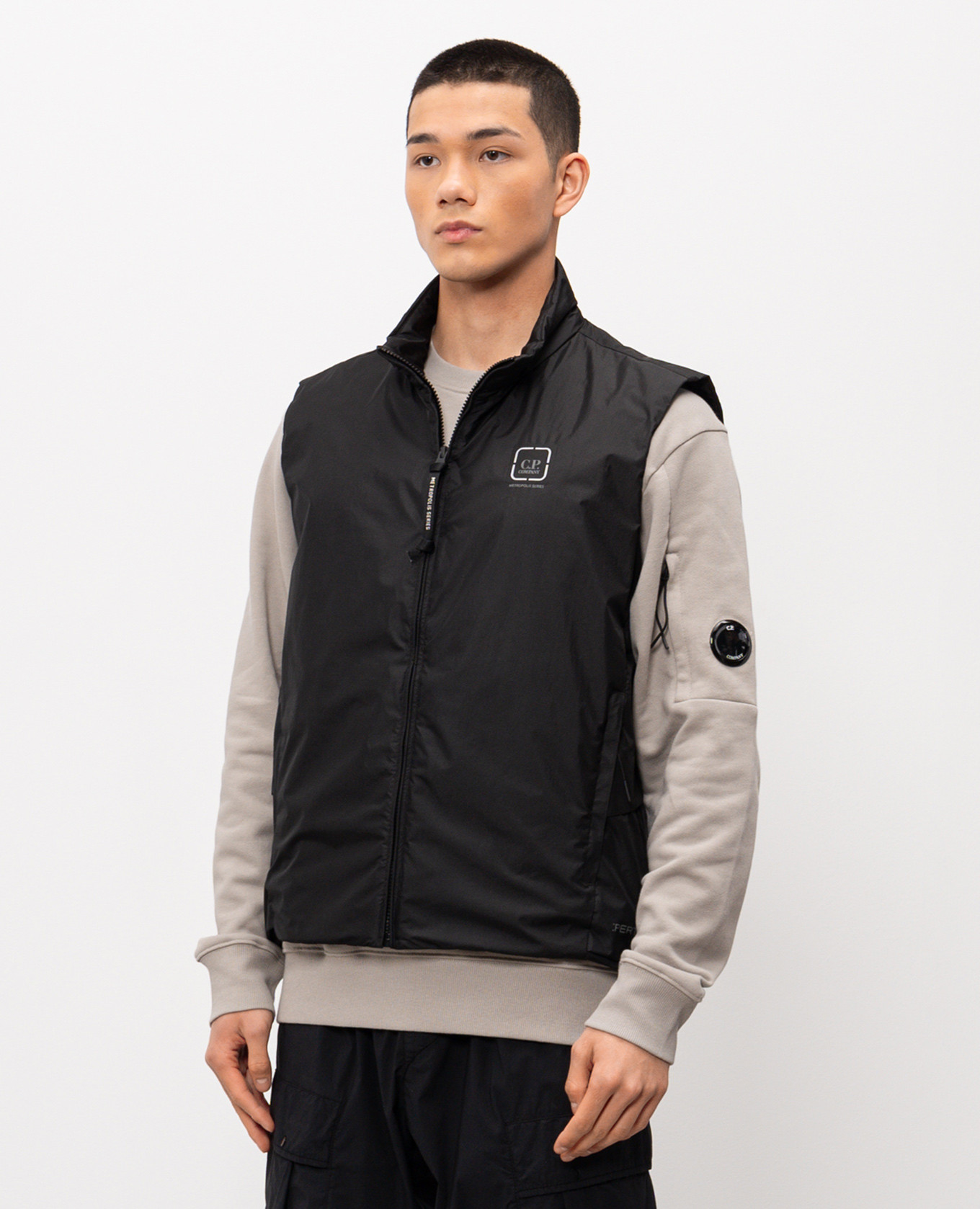 Black vest with logo print C.P. Company Metropolis 3