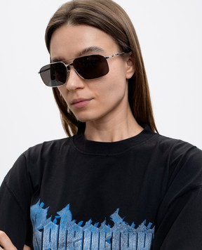 Balenciaga Monday silver sunglasses with logo engraving 858889T0005