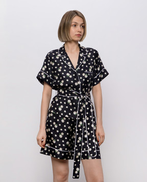 Dolce&Gabbana Black printed silk blouse F5S23TIS13H