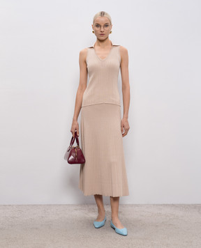 Agnona Beige midi skirt with silk KG110107Q180P