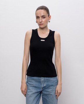 Alexander McQueen Black ribbed tank top A00067QLAER