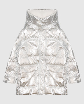Yves Salomon Enfant Children's silver down jacket with fur 25WEM912XXDOXW