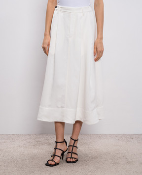 Brunello Cucinelli White midi skirt with linen MH126G3951