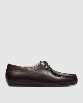 Jil Sander Brown leather derby shoes with fur trim J15ZJ0035P7819