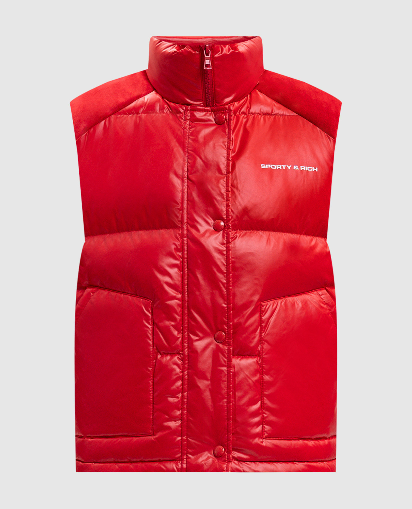 Red down vest with logo print Sporty & Rich