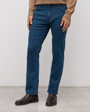 Stefano Ricci Blue straight-leg jeans with logo MST54B2200T0190