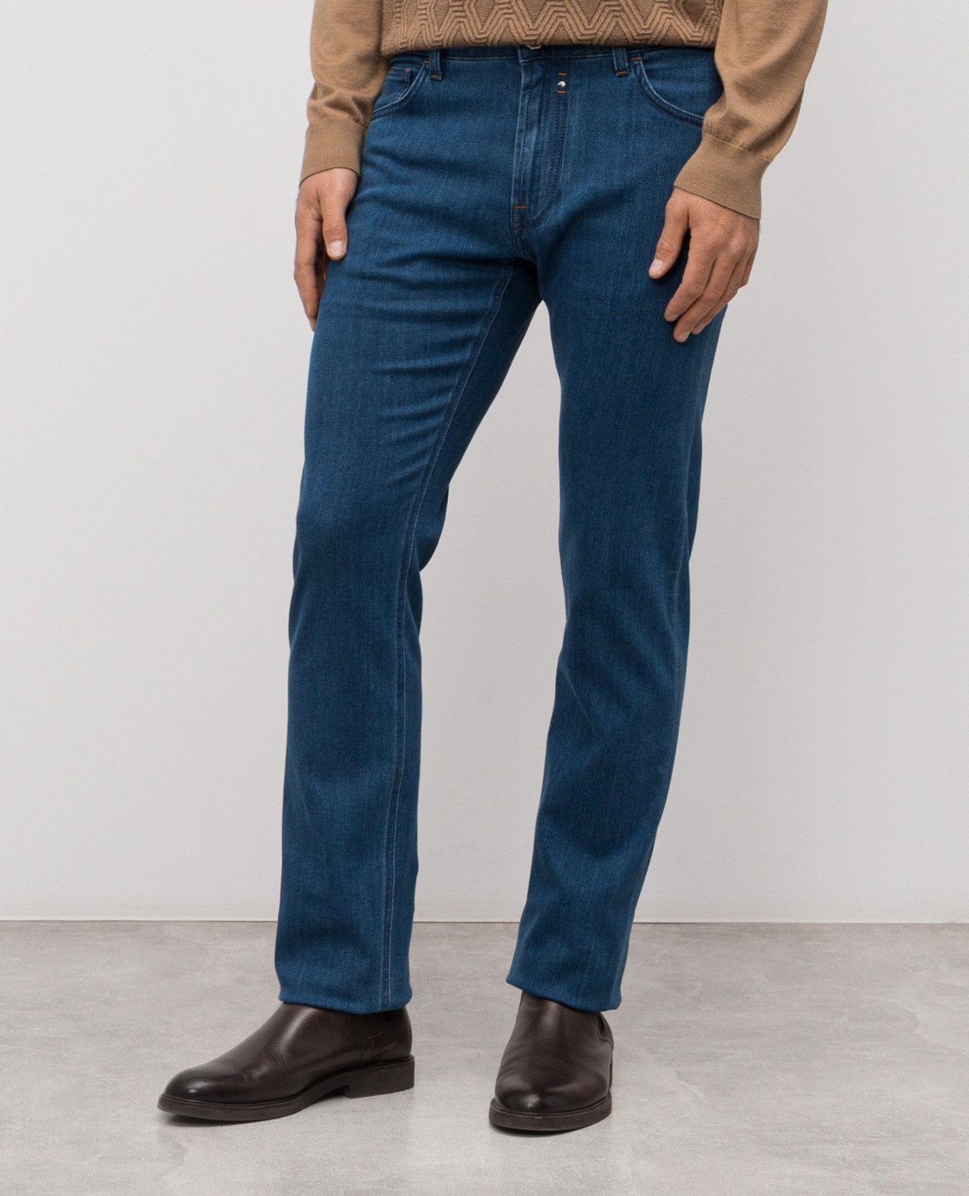 

Blue straight-leg jeans with logo Stefano Ricci
