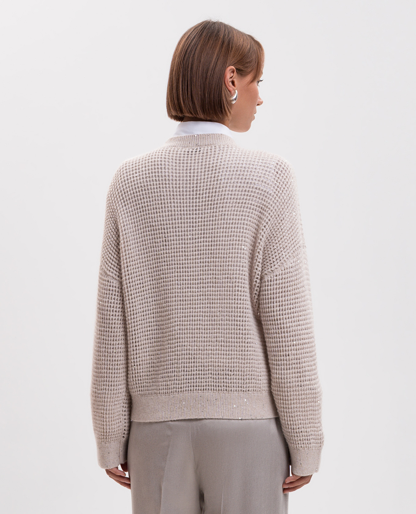 Beige openwork sweater with alpaca wool Peserico 4