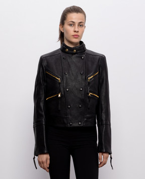 Balmain Black leather jacket HF1TD250LE37
