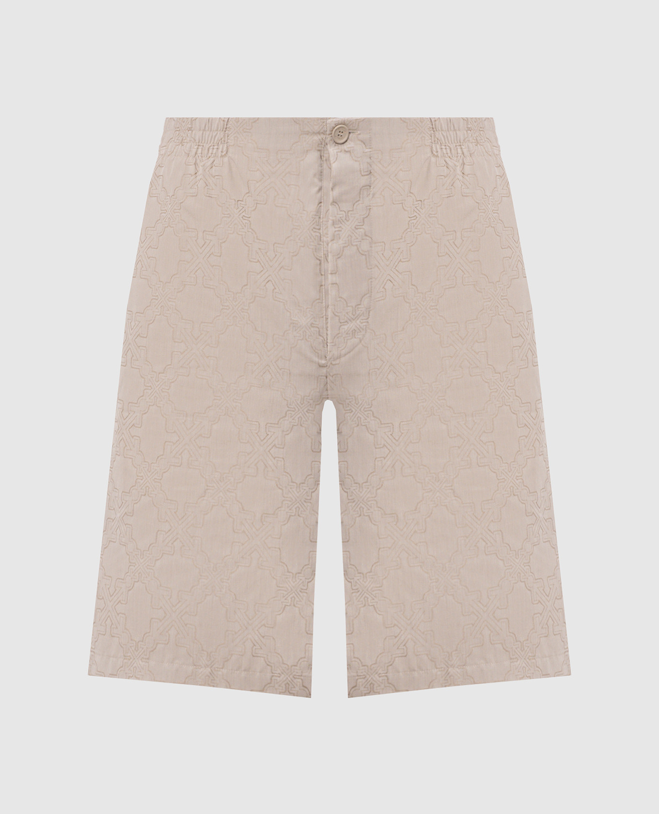 Beige shorts met embleempatroon