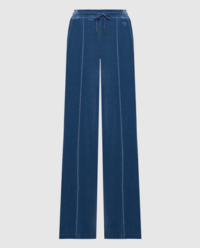 Tom Ford Blue velour track pants with monogram PAJ174JEX154