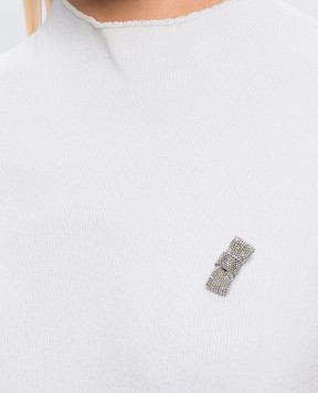 Peserico Silver pin badge with monil chain E35554C0CC983