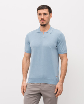 Enrico Mandelli Blue polo with silk 3K006A5645
