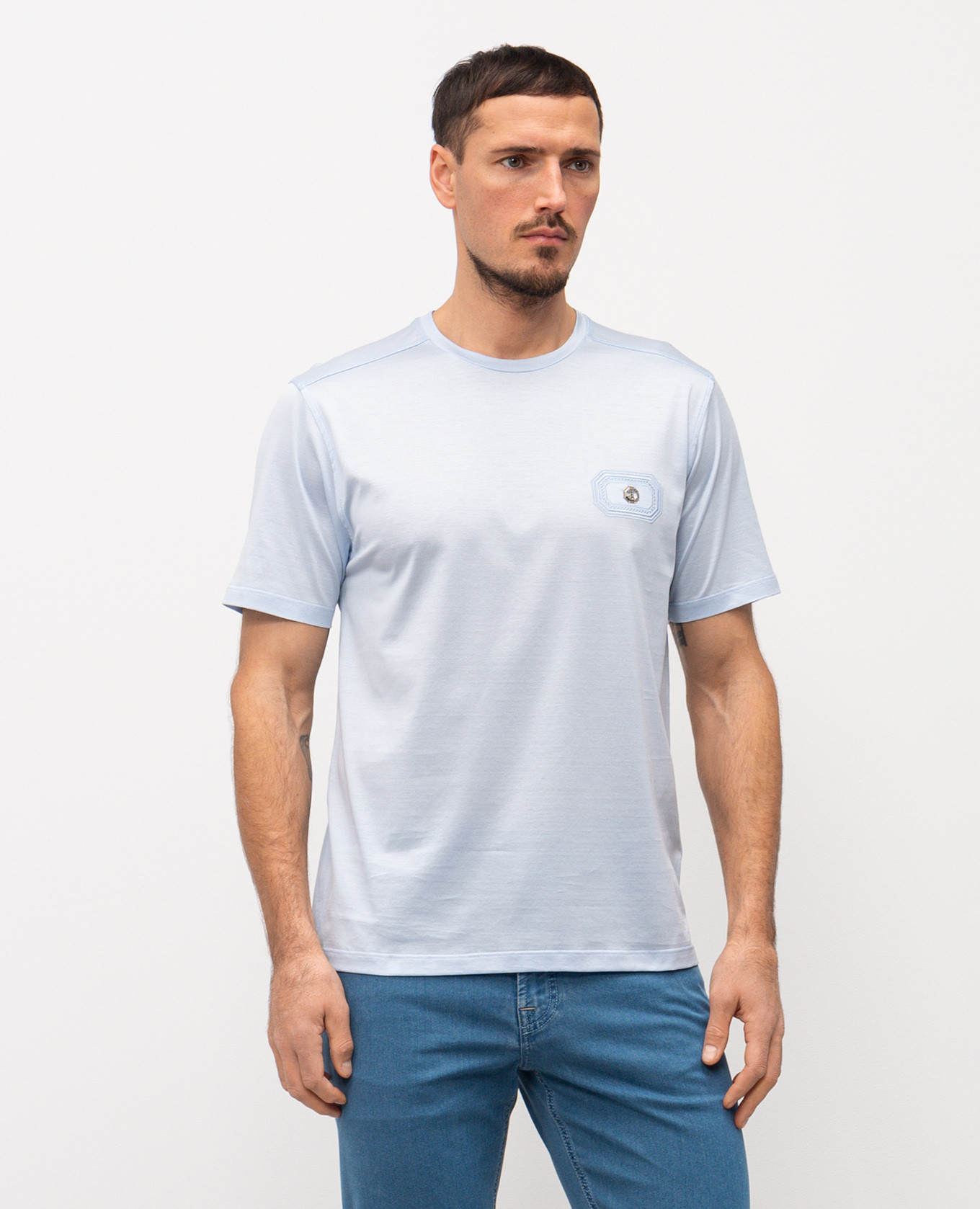 

Blue T-shirt with monogram logo Stefano Ricci, Light blue