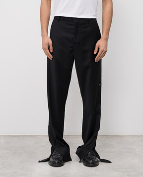 Heliot Emil Black wool Derby trousers M10239