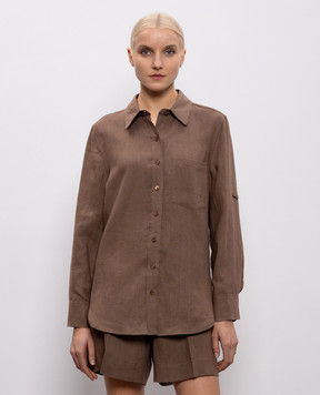 Babe Pay Pls Brown linen shirt D3502WMENFI