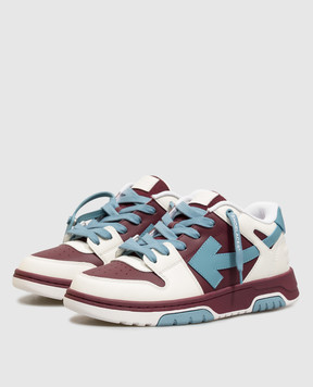 Off-White Out Of Office Kids Burgundy Leather Sneakers with Logo Patch OF06017210