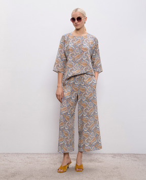 Max Mara Weekend GINNICO blue printed silk blouse WKDGINNICO