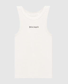 Palm Angels Ivory ribbed T-shirt PWAC024S26JER001