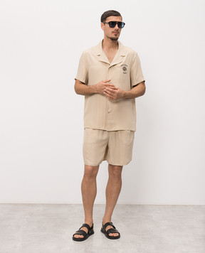 Balmain Beige silk shirt with embroidery GH0HN151SF45