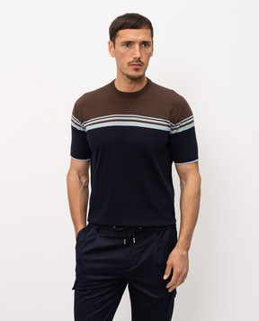 Bilancioni Blue T-shirt with contrast stripe BE26M3GF5