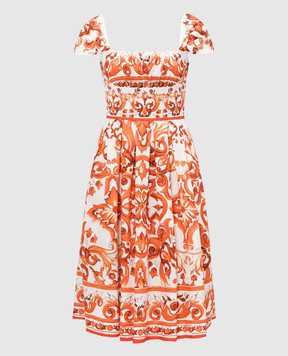 Dolce&Gabbana White dress with contrasting print F6TVKTGDDRL