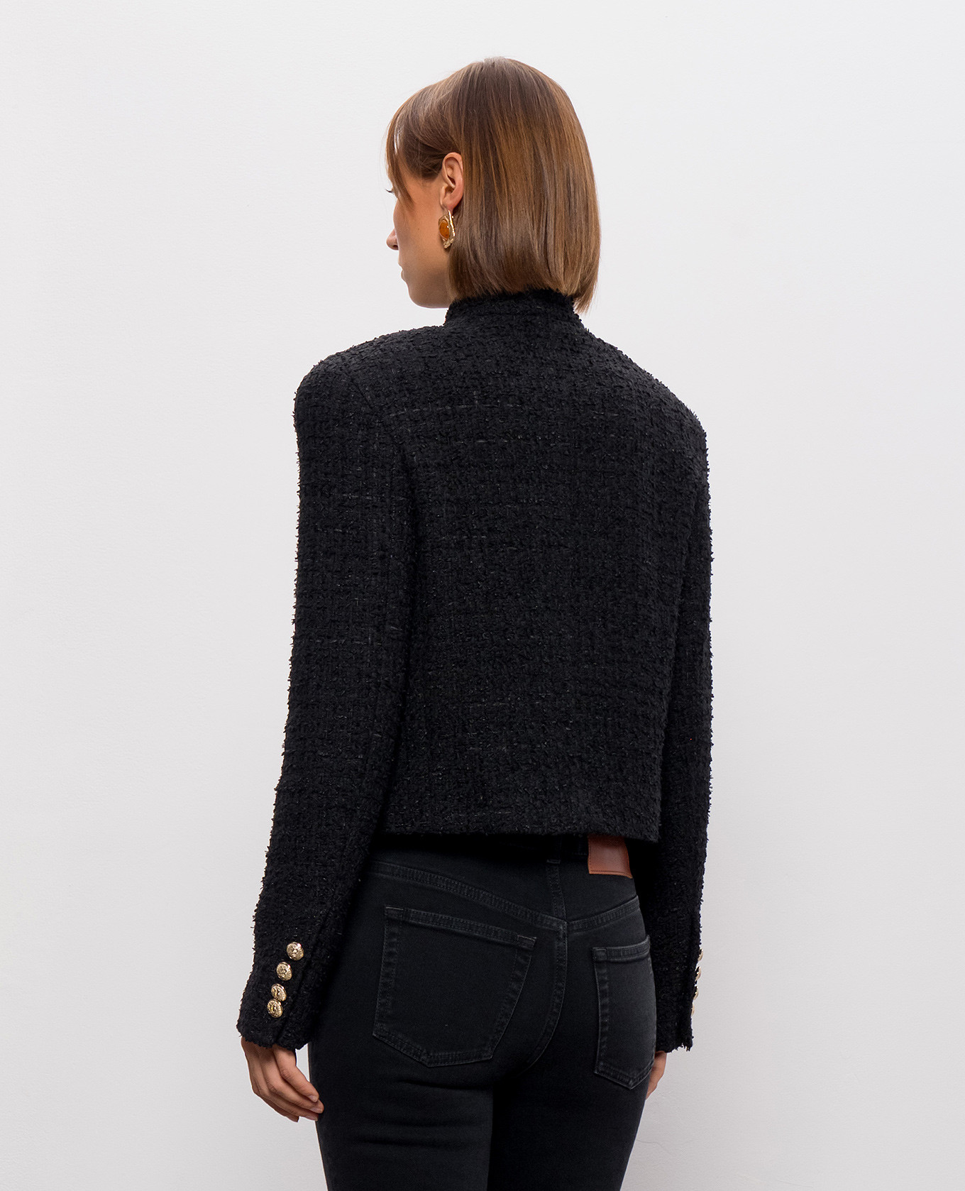 Black double-breasted tweed jacket Balmain 4