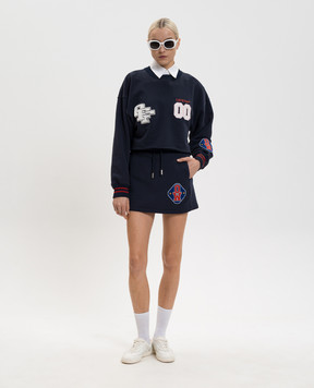 Off-White Blue cropped sweatshirt with textured stripes 2BA07ES26FLE001