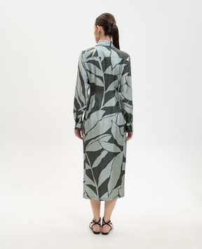 Max Mara ROBINIA green printed silk dress MXMROBINIA
