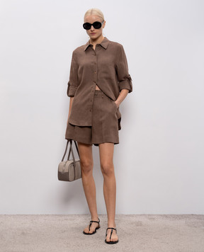 Babe Pay Pls Brown linen shorts D2600WMENFI