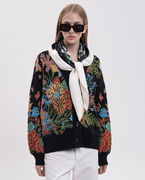MANTERO 1902 Black silk scarf with floral print 0904F0030G59084