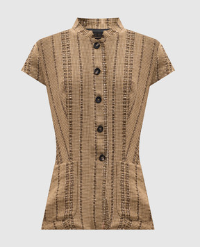 Masnada Brown linen jacket with short sleeves 8011