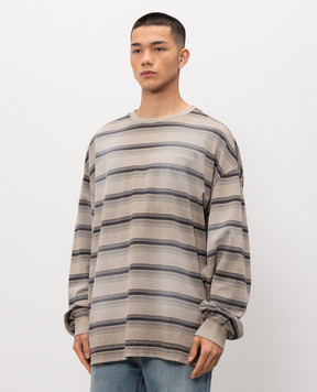 Juun.j Beige striped long-sleeve shirt with vintage effect JC6241P01A