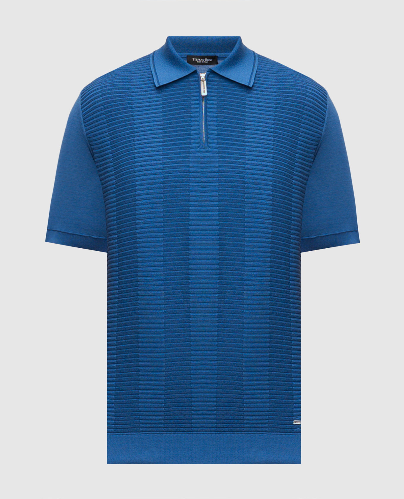Blue polo with silk